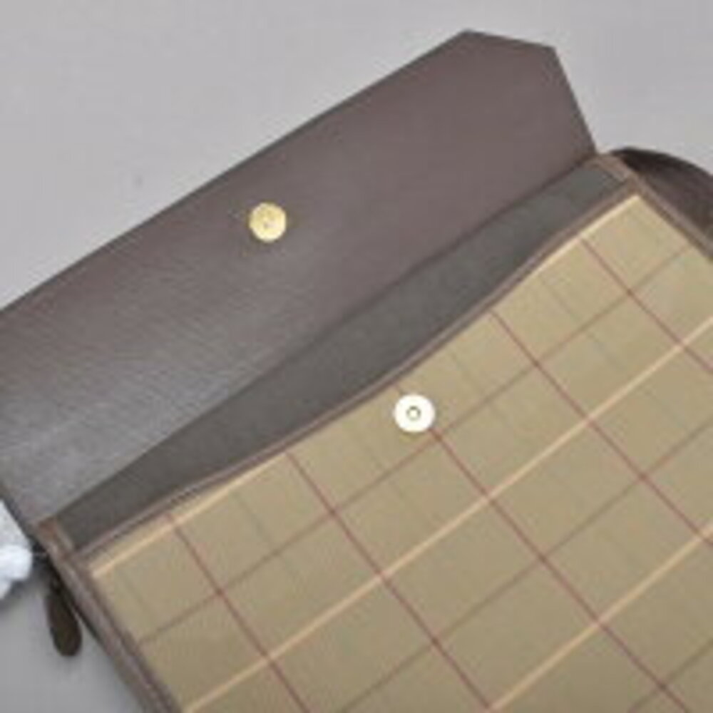 BURBERRYS checked clutch bag iridescent canvas leather green brown kb - Picture 6 of 6